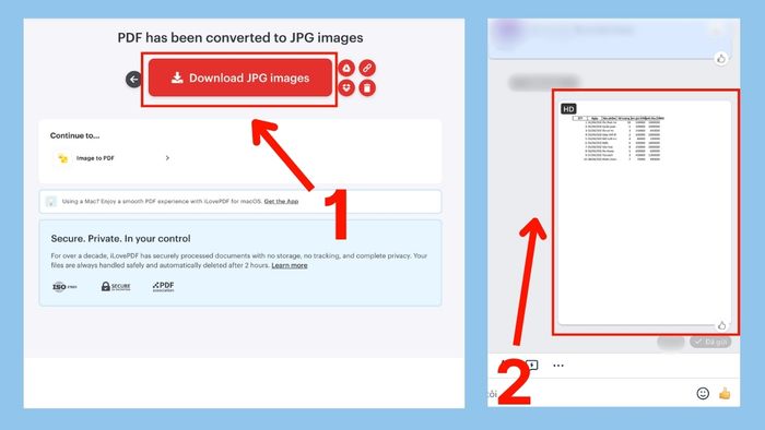 Cách chụp màn hình Excel gửi Zalo bằng ILovepdf - bước 3