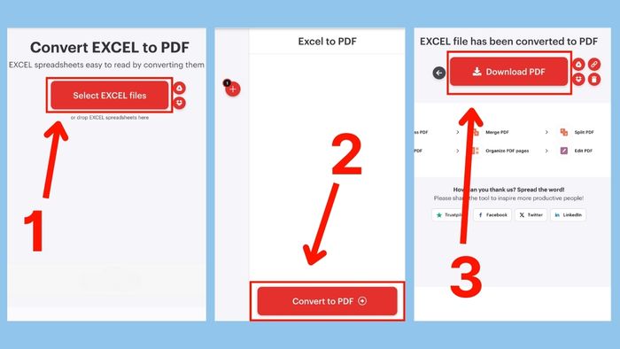 Cách chụp màn hình Excel gửi Zalo bằng ILovepdf - bước 1