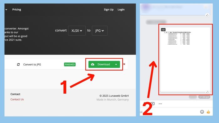 Cách chụp màn hình Excel gửi Zalo bằng Cloudconvert - bước 3