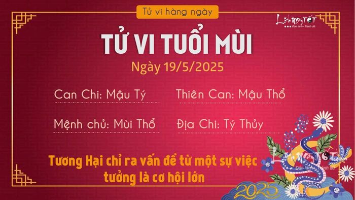 Tu vi hang ngay 19/5/2025 cua 12 con giap - Mui