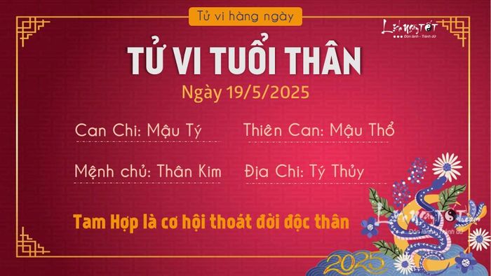 Tử vi hàng ngày 19/5/2025 của 12 con giáp - Thân
