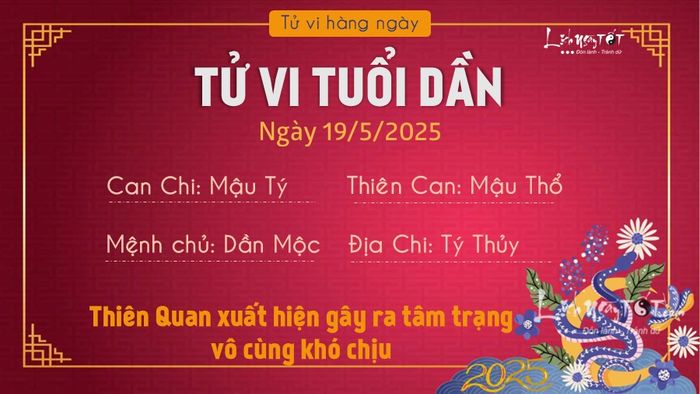 Tử vi hàng ngày 19/5/2025 của 12 con giáp - Tuổi Dần