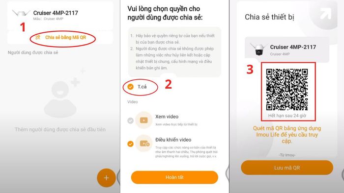 Hướng dẫn chia sẻ mã QR camera Imou - Bước 2