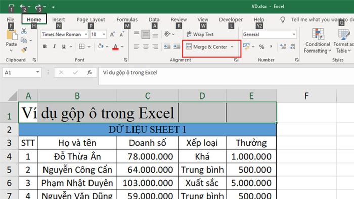 2 cách tạo phím tắt gộp ô trong Excel cực kỳ đơn giản 2