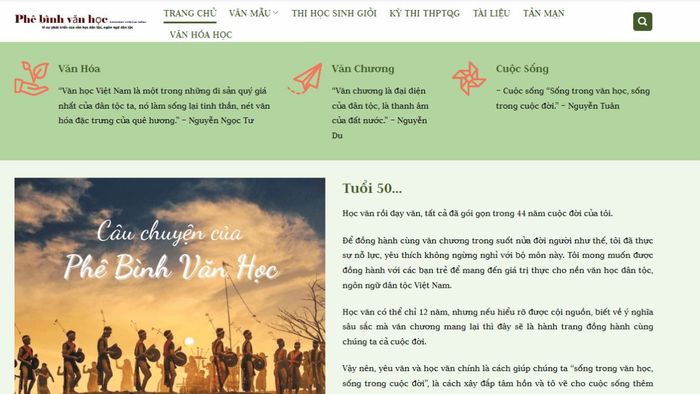 Website học văn miễn phí Phê bình văn học