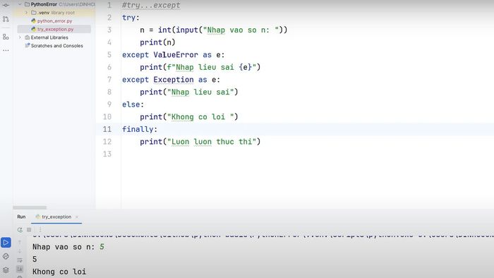 Cách xử lý lỗi ngoại lệ trong Python 2
