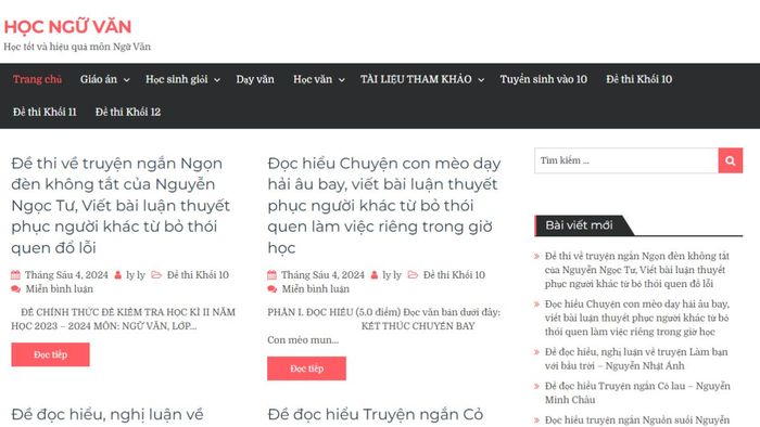 Website học văn miễn phí Học ngữ văn