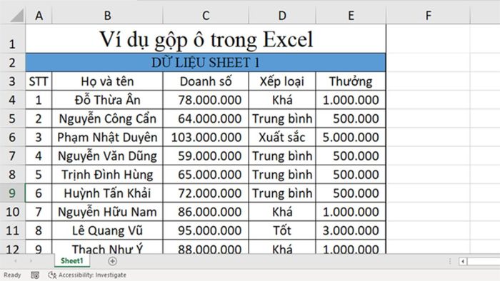 2 cách tạo phím tắt gộp ô trong Excel dễ dàng 3