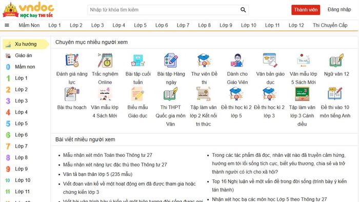 Website học văn miễn phí VnDoc