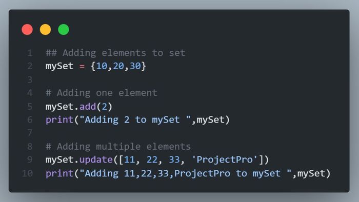 Cách thêm phần tử vào set trong Python