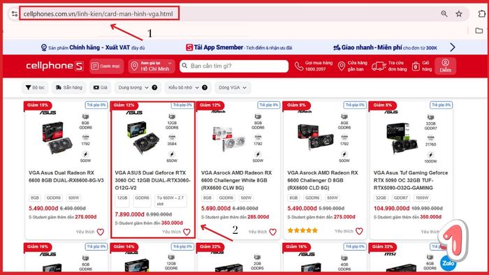 Hướng dẫn sử dụng tính năng so sánh VGA trên website CellphoneS