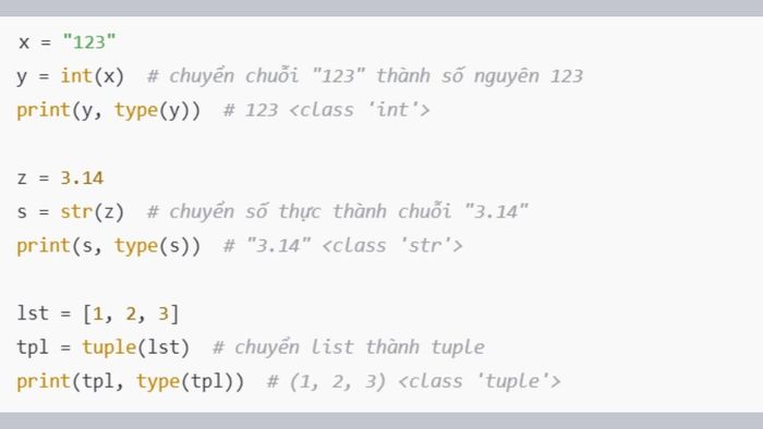 Cách chuyển đổi kiểu dữ liệu trong Python 2