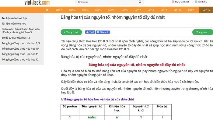 Trang web học Hóa 5