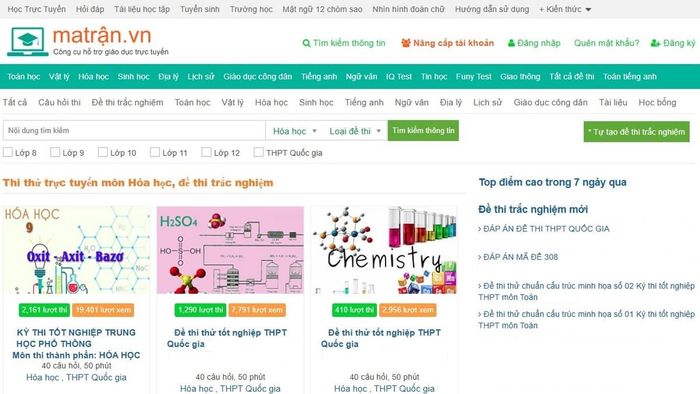 Trang web học Hóa 10