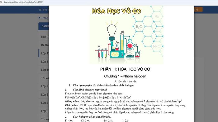 Trang web học Hóa 6