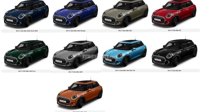 Bảng màu sắc xe Mini Cooper S 5 cửa