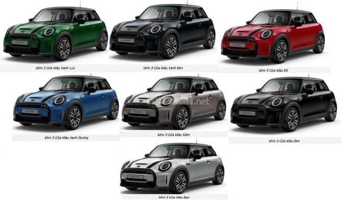 Bảng màu sắc xe Mini Cooper S 3 cửa