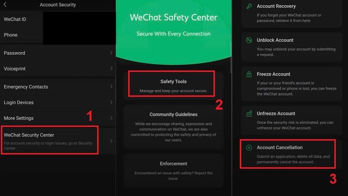 Hướng dẫn xóa tài khoản WeChat - bước tiếp theo