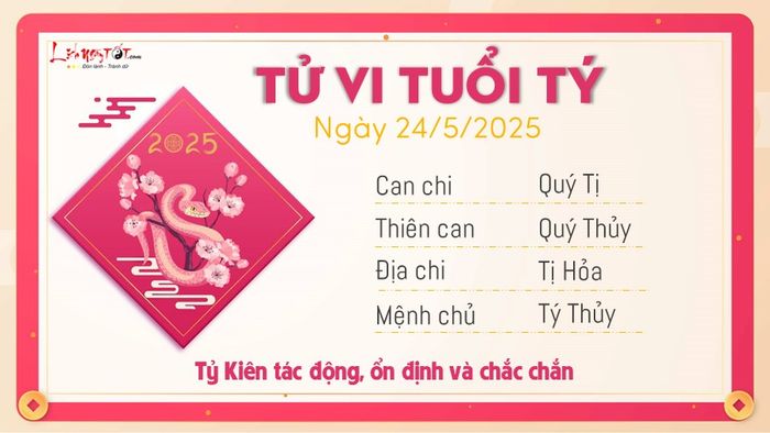 1 Tử vi hàng ngày 24/5/2025 - Tuổi Tý