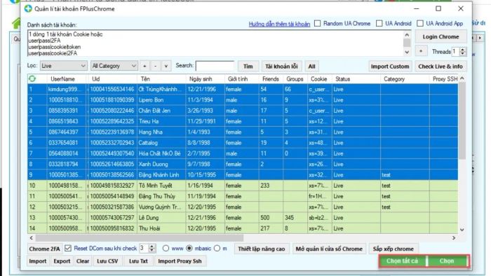 Hướng dẫn cách hủy kết bạn trên Facebook bằng Fplus - bước 4