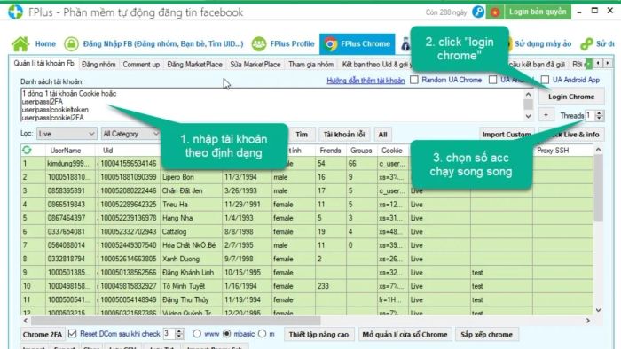 Hướng dẫn hủy kết bạn trên Facebook bằng Fplus - bước 1