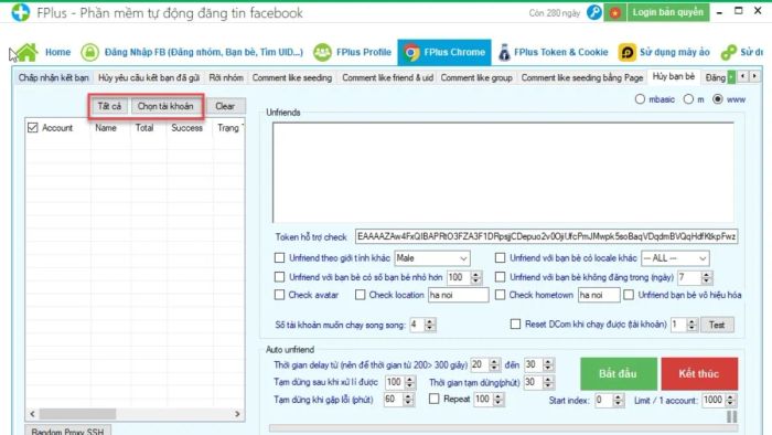 Hướng dẫn cách hủy kết bạn trên Facebook bằng Fplus - bước 3
