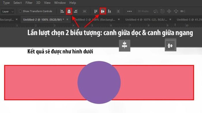 Căn giữa trong Photoshop bằng công cụ căn chỉnh bước 3 (Minh họa)