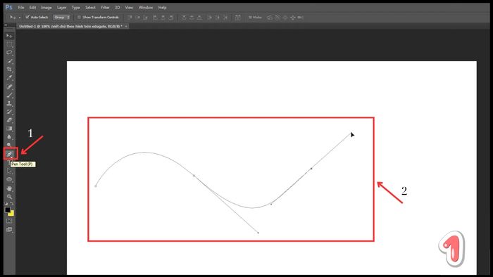 Cách tạo chữ uốn cong trong Photoshop với Pen Tool - Bước 1