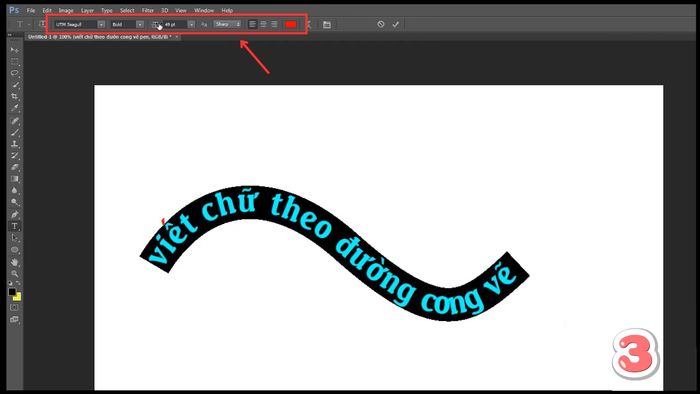 Cách tạo chữ uốn cong trong Photoshop với Pen Tool - Bước 3