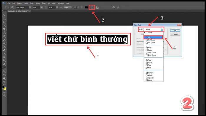 Hướng dẫn tạo chữ uốn cong trong Photoshop với Wrap Text - Bước 2