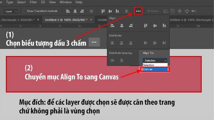 Căn giữa trong Photoshop bằng công cụ căn chỉnh bước 2 (Minh họa)