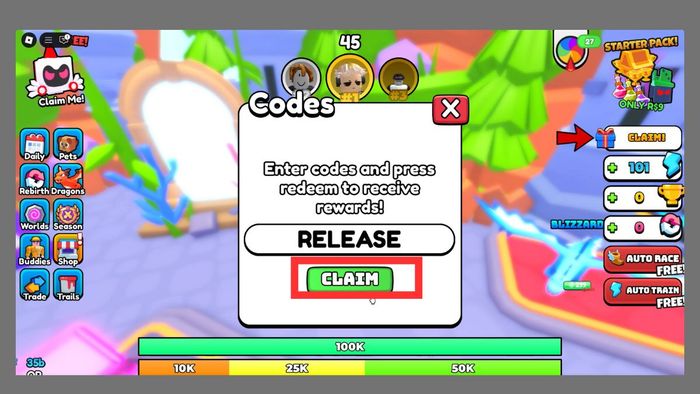 Hướng dẫn cách nhập mã code Dragon Training - Bước 3