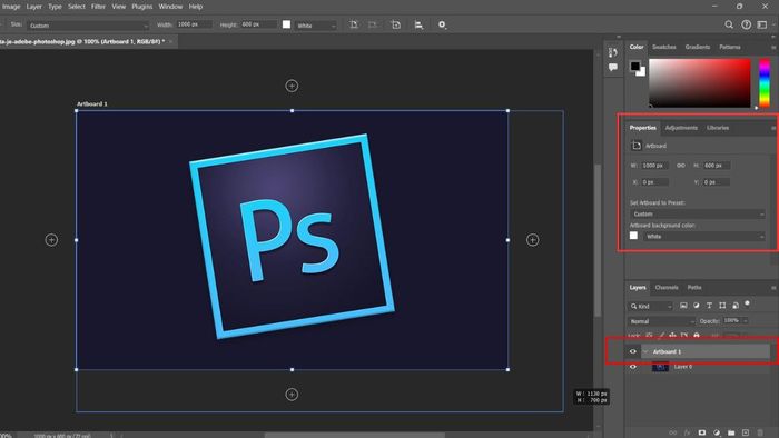 Sử dụng công cụ Artboard Tool