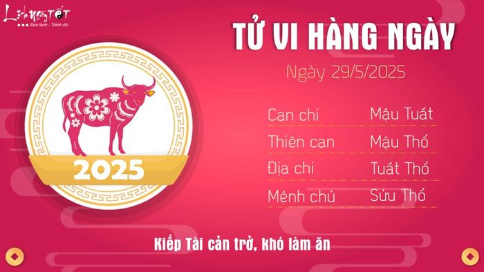 Tử vi ngày 29/5/2025 cho tuổi Sửu