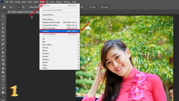 Hướng dẫn bóp mặt trong Photoshop - Bước 1 (Hình ảnh minh họa)