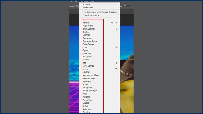 Mở thanh công cụ Photoshop bằng phím tắt nhanh chóng.