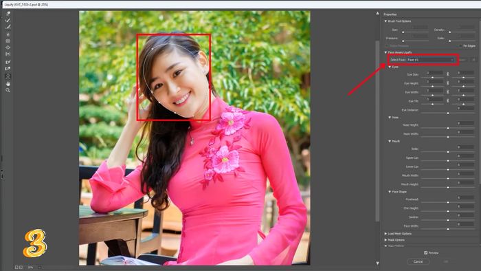 Hướng dẫn cách bóp mặt trong Photoshop - Bước 3 (Hình ảnh minh họa)