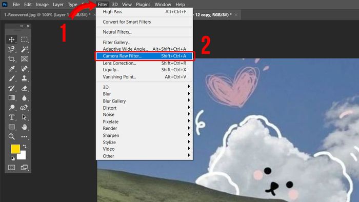 Sử dụng Camera Raw Filter để làm sắc nét ảnh nhanh chóng và hiệu quả.
