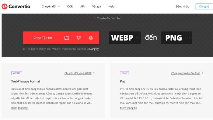công cụ chuyển đổi Webp sang PNG online không mất phí 1