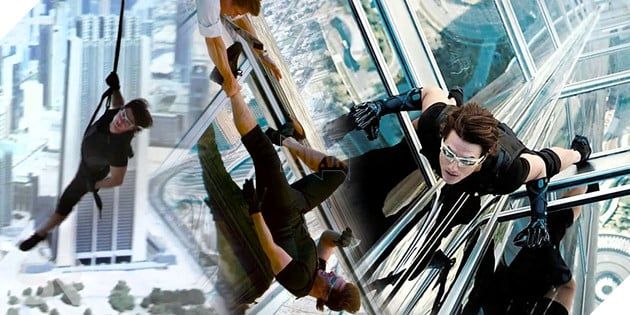 Tom Cruise trong một phân cảnh hành động nghẹt thở bên ngoài tòa nhà Burj Khalifa.