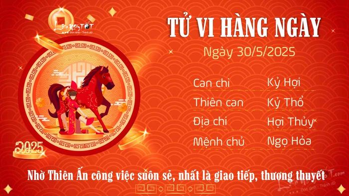 Tử vi hàng ngày 30/5/2025 của 12 con giáp - Ngọ
