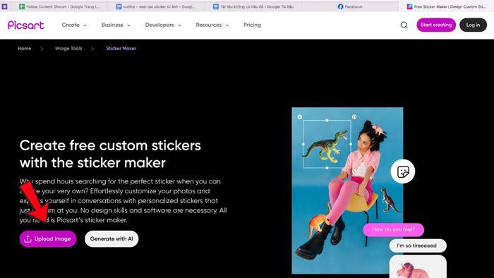 Dùng Picsart Sticker Maker để tạo Sticker từ ảnh chuyên nghiệp bước 1 (Hình minh họa)
