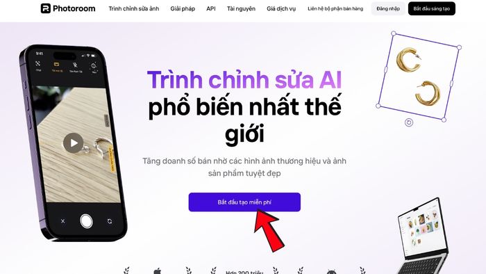 Dùng website PhotoRoom để tạo Sticker từ ảnh đẹp mắt bước 1 (Hình minh họa)