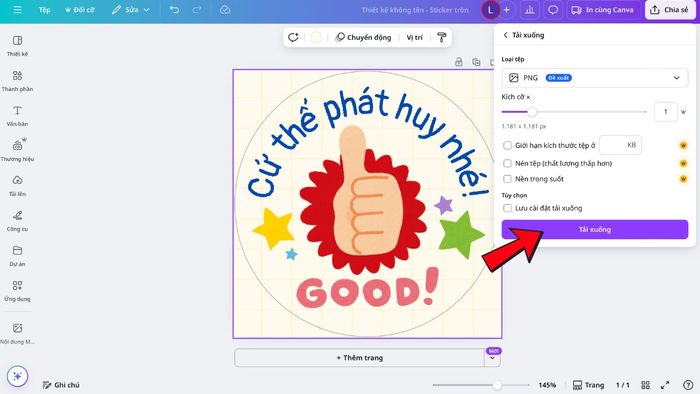 Dùng website Canva để tạo Sticker từ ảnh bước 3 (Hình minh họa)
