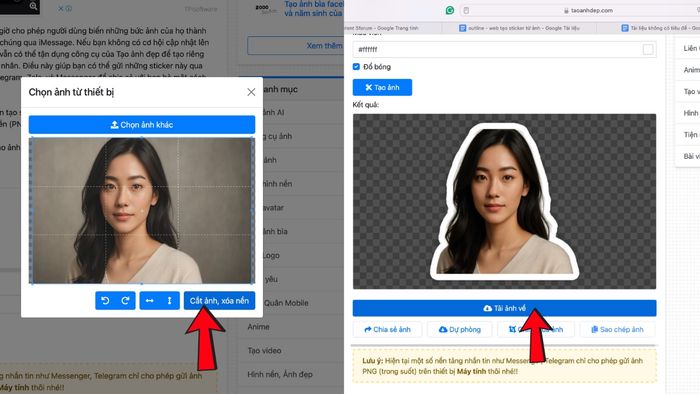 Dùng website Tạo Ảnh Đẹp để tạo Sticker từ ảnh chất lượng bước 3 (Hình minh họa)