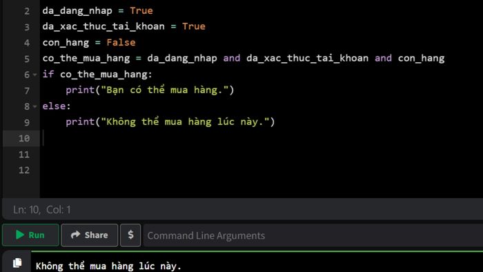 Dùng lệnh Bool trong Python để tối giản biểu thức