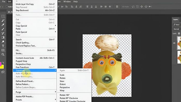 Transform là công cụ tuyệt vời giúp thay đổi kích thước layer trong Photoshop.