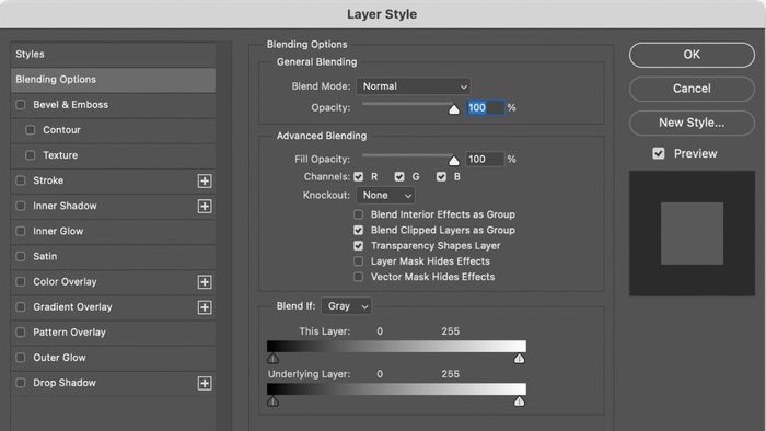 Áp dụng Layer Styles cho Layer nét đứt
