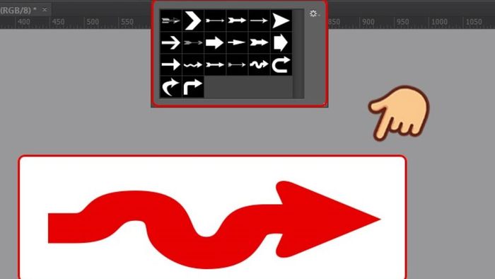 Vẽ mũi tên bằng Custom Shape Tool