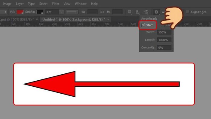 Tạo mũi tên bằng Line Tool